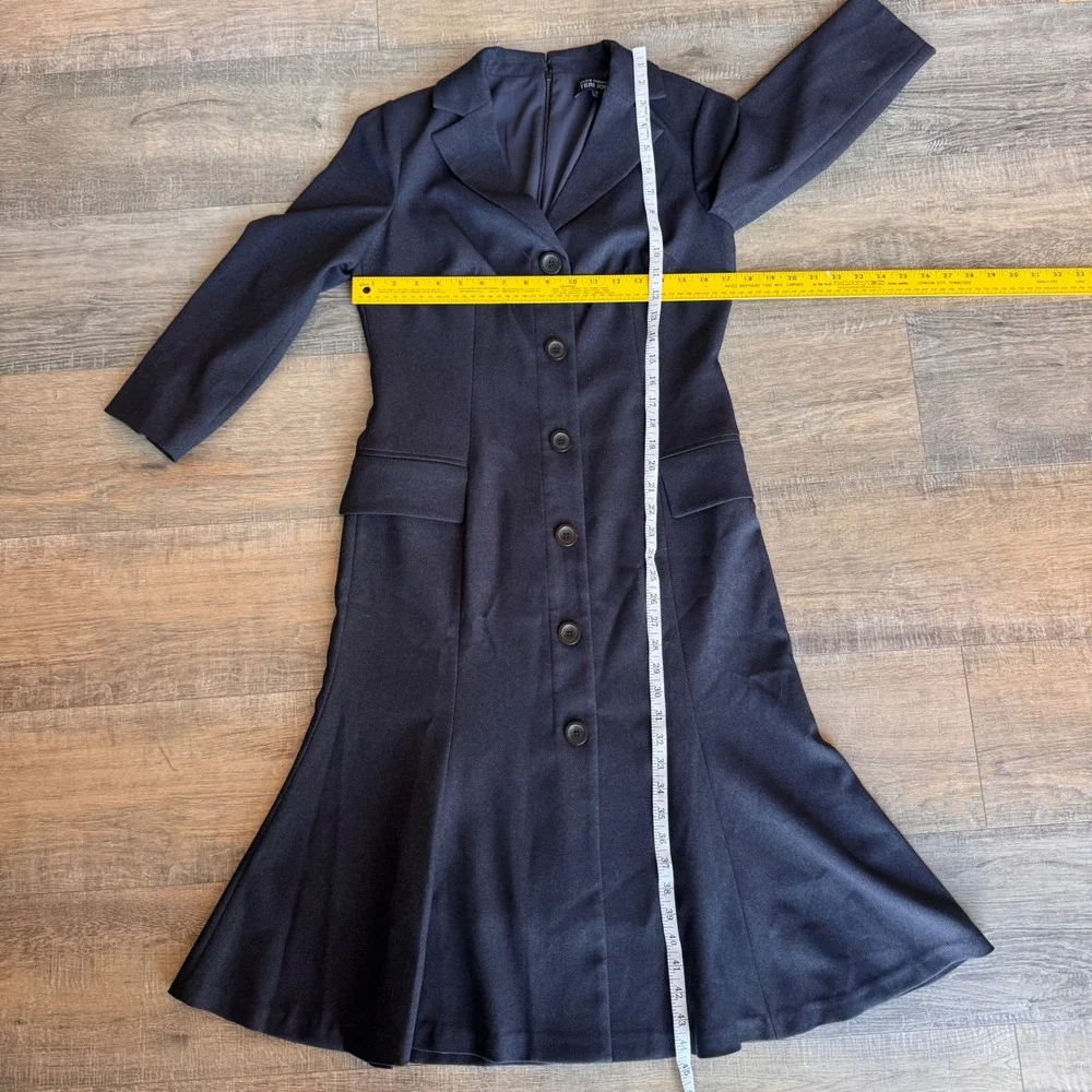 Teri Jon Rickie Freeman Charcoal‎ Gray Button Front Blazer Midi Dress Size 6